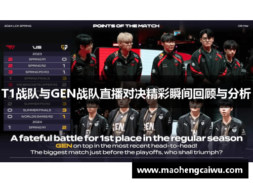 T1战队与GEN战队直播对决精彩瞬间回顾与分析